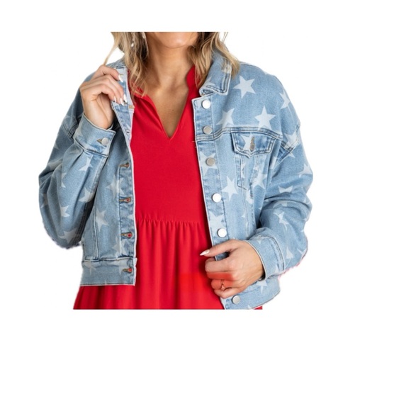 Judy Blue Jackets & Blazers - Judy Blue Jean NWT denim All Over stars jacket